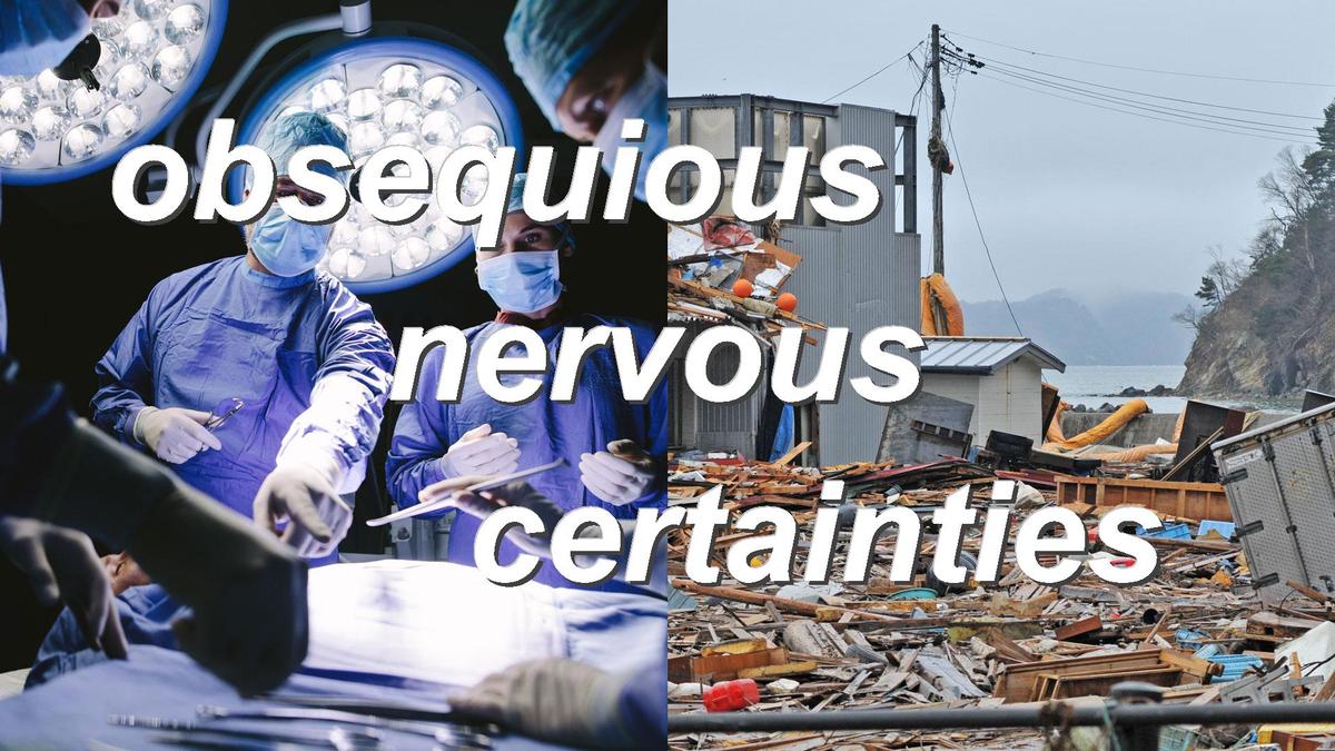 obsequious nervous certainties